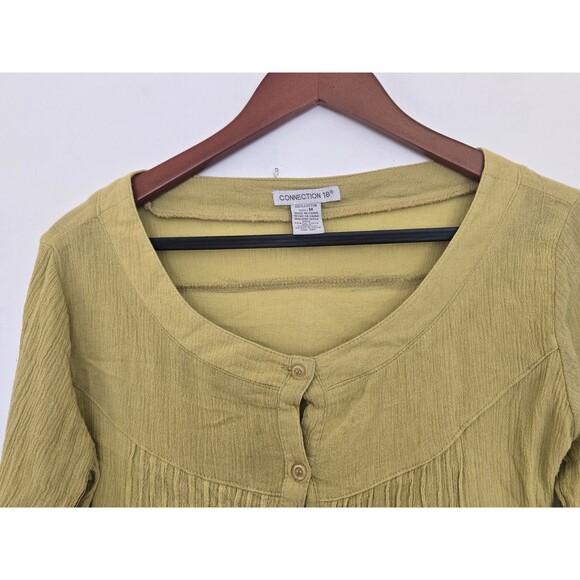 VTG Midi Dress Womens M‎ Green Y2K Cottagecore Peasant Milkmaid Babydoll Boho - Picture 2 of 7